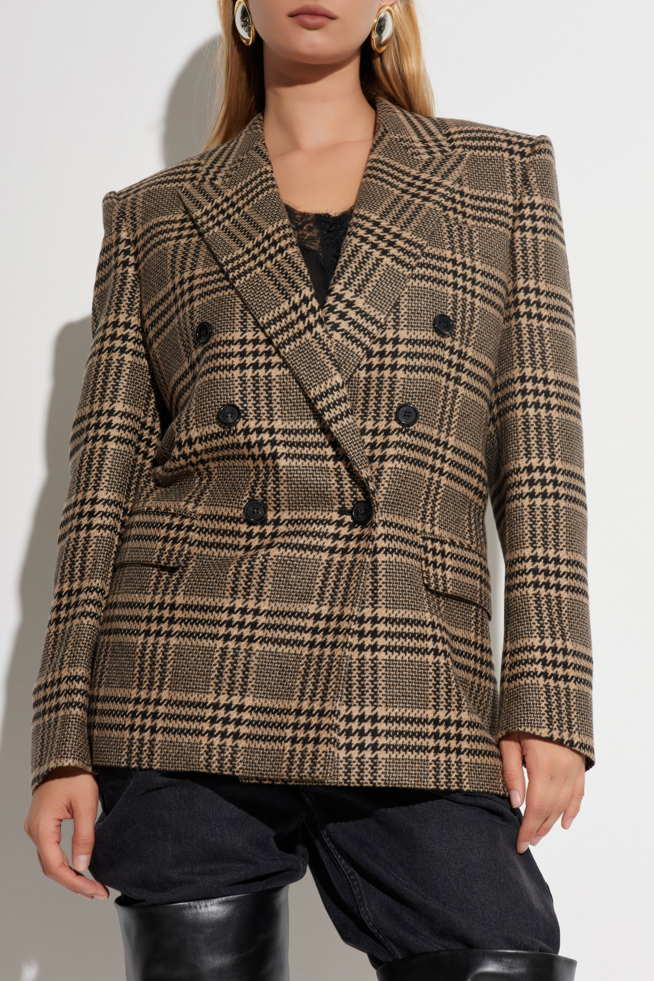 Saint Laurent Double-breasted checked blazer | Women's | Vitkac